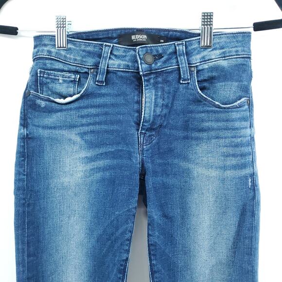 Hudson Krista Crop Super Skinny Distressed Jean Raw Hemline Stonewash Whisker 26 - Picture 2 of 12